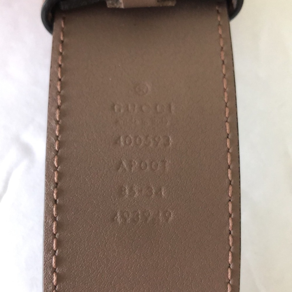 Gucci Authentic Double G  Leather Belt Moon Porcelain Rose 85/34, 1.5" wide - Picture 3 of 13